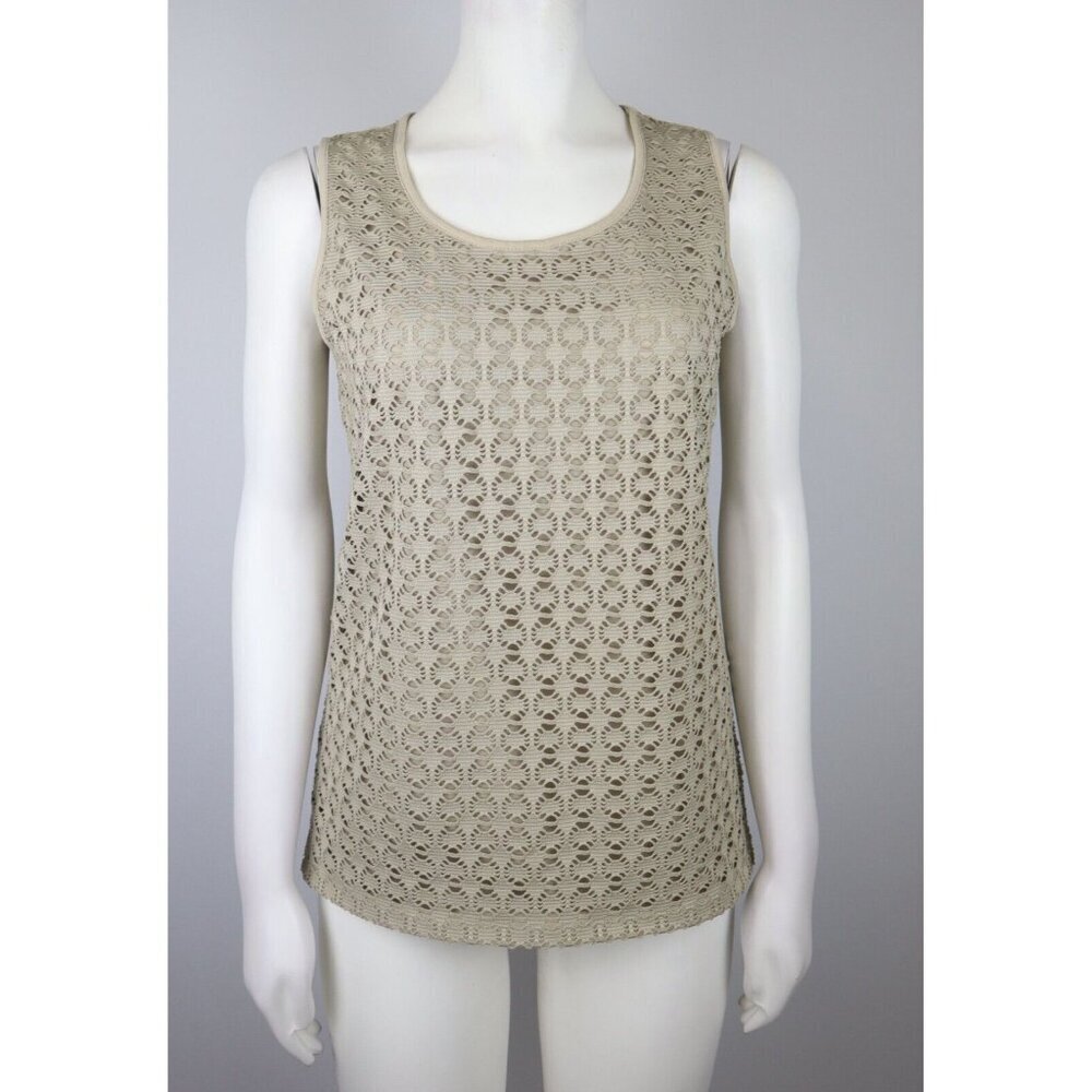 KASPER - WOMEN'S BEIGE EYELET LACE TANK TOP - SIZE XS